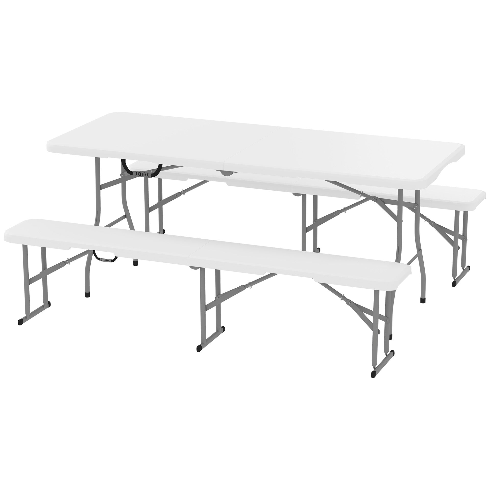 Folding Beer Tent Set 3-piece Camping Table, 2 Beer Benches with Carrying Handle, Beer Tent Set for Balcony, Garden, Party Tent 180 x 74 x 74 cm