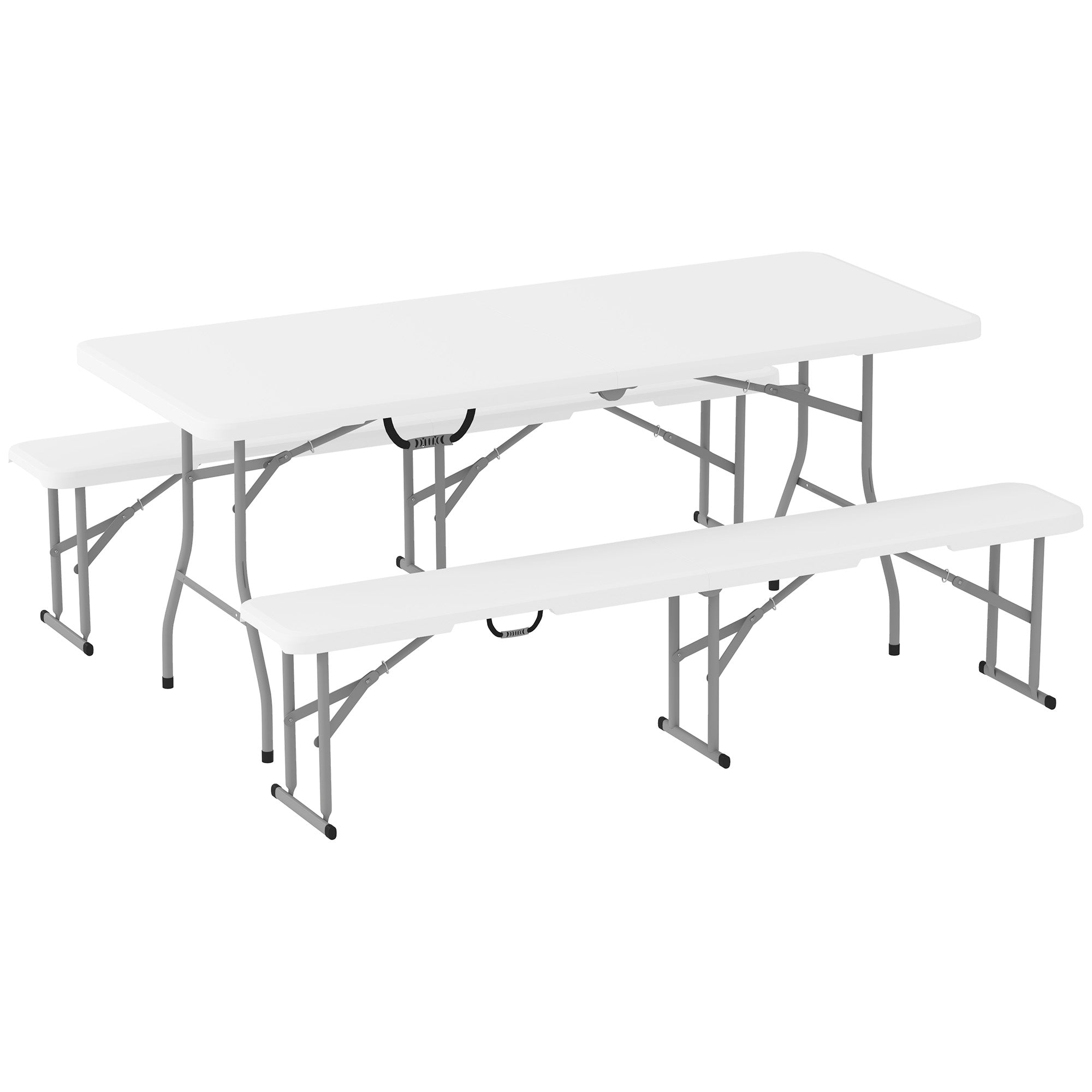 Folding Beer Tent Set 3-piece Camping Table, 2 Beer Benches with Carrying Handle, Beer Tent Set for Balcony, Garden, Party Tent 180 x 74 x 74 cm