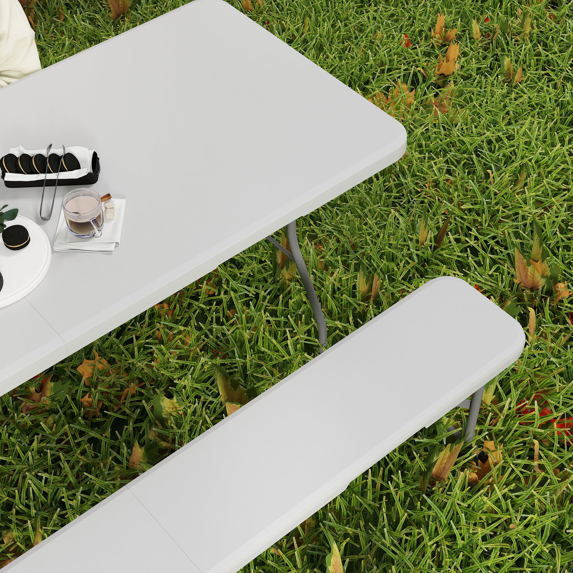 Folding Beer Tent Set 3-piece Camping Table, 2 Beer Benches with Carrying Handle, Beer Tent Set for Balcony, Garden, Party Tent 180 x 74 x 74 cm