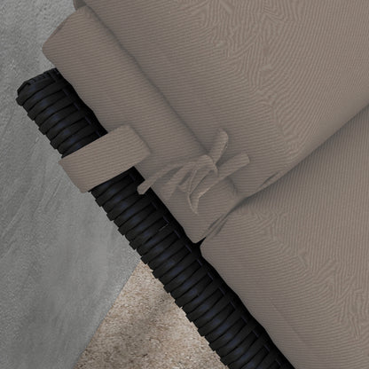 Sun Lounger and Sunbed Cushion, Padded Cushion with Headrest and Durable Water Resistant Polyester Ties, Dark Grey