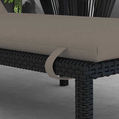 Sun Lounger and Sunbed Cushion, Padded Cushion with Headrest and Durable Water Resistant Polyester Ties, Dark Grey