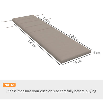 Sun Lounger and Sunbed Cushion, Padded Cushion with Headrest and Durable Water Resistant Polyester Ties, Dark Grey