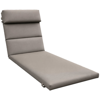 Sun Lounger and Sunbed Cushion, Padded Cushion with Headrest and Durable Water Resistant Polyester Ties, Dark Grey