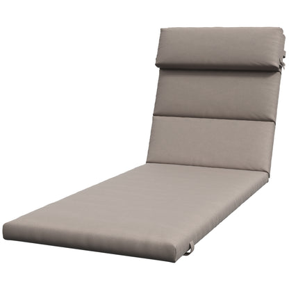 Sun Lounger and Sunbed Cushion, Padded Cushion with Headrest and Durable Water Resistant Polyester Ties, Dark Grey