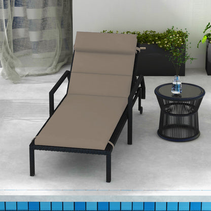 Sun Lounger and Sunbed Cushion, Padded Cushion with Headrest and Durable Water Resistant Polyester Ties, Dark Grey