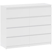 8-Drawer Bedroom Chest of Drawers, Wooden Dresser with Non-Slip Feet, for Living Room, Dining Room, and Hallway, 120x39x100 cm, White
