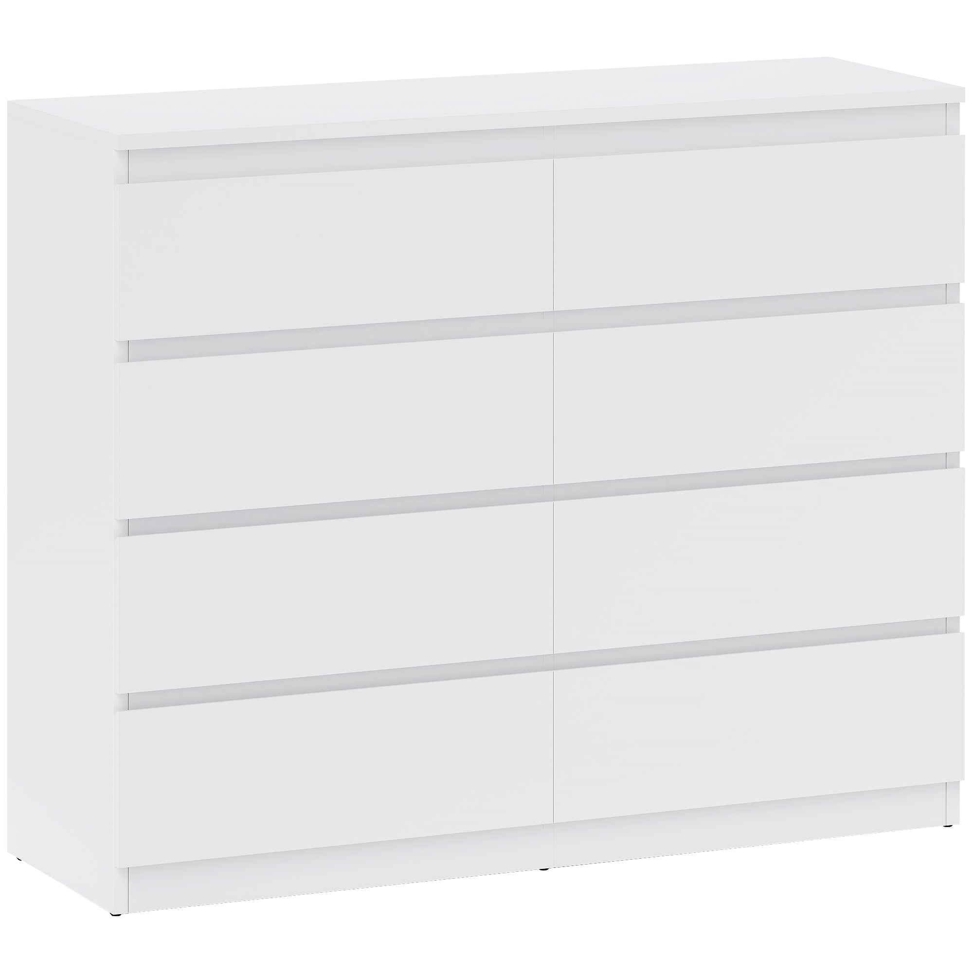 8-Drawer Bedroom Chest of Drawers, Wooden Dresser with Non-Slip Feet, for Living Room, Dining Room, and Hallway, 120x39x100 cm, White