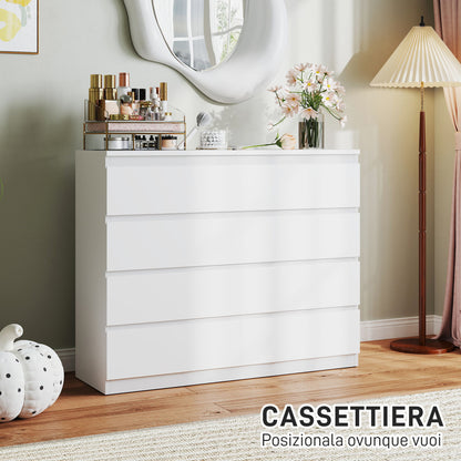 8-Drawer Bedroom Chest of Drawers, Wooden Dresser with Non-Slip Feet, for Living Room, Dining Room, and Hallway, 120x39x100 cm, White