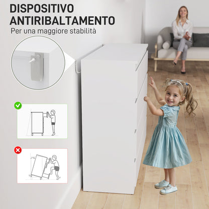 8-Drawer Bedroom Chest of Drawers, Wooden Dresser with Non-Slip Feet, for Living Room, Dining Room, and Hallway, 120x39x100 cm, White