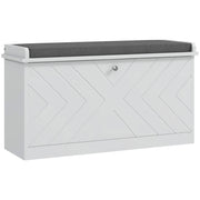 Shoe Storage Bench with Modern Seat Bench with Storage Shoe Cabinet with Wooden Bench with Adjustable Shelves and Padded Cushion for 8 Pairs of Shoes 80x26x48 cm White