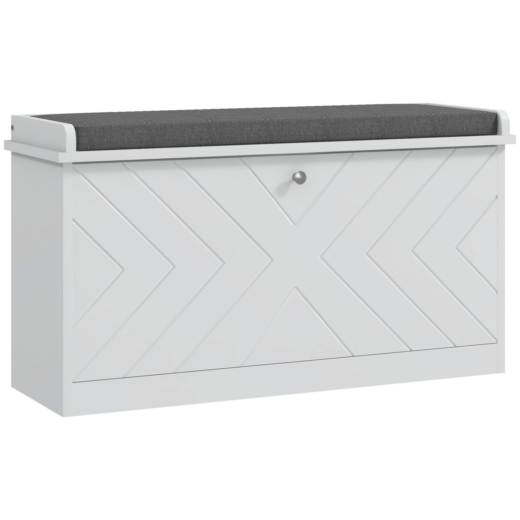 Shoe Storage Bench with Modern Seat Bench with Storage Shoe Cabinet with Wooden Bench with Adjustable Shelves and Padded Cushion for 8 Pairs of Shoes 80x26x48 cm White