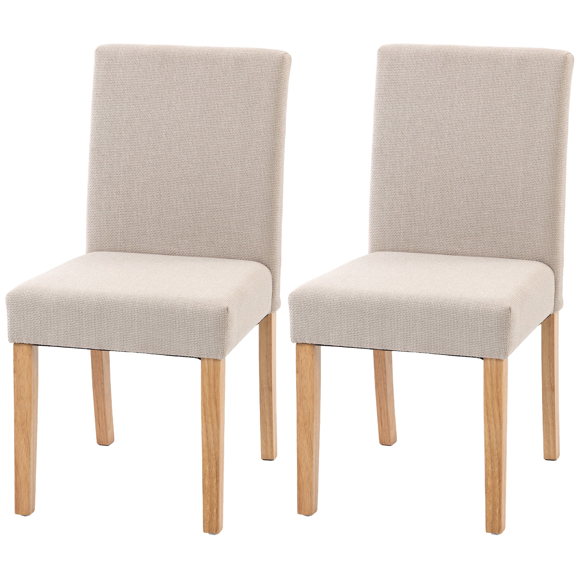 2-Pack Cream Upholstered Dining Chairs — Padded Seat & Back, Rubberwood Legs, Easy Assembly