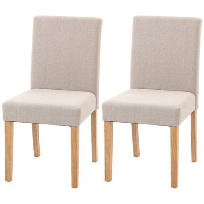 2-Pack Cream Upholstered Dining Chairs — Padded Seat & Back, Rubberwood Legs, Easy Assembly