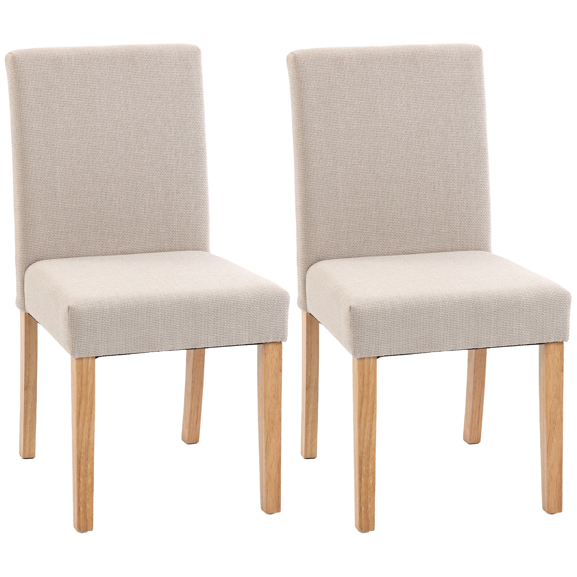 2-Pack Cream Upholstered Dining Chairs — Padded Seat & Back, Rubberwood Legs, Easy Assembly