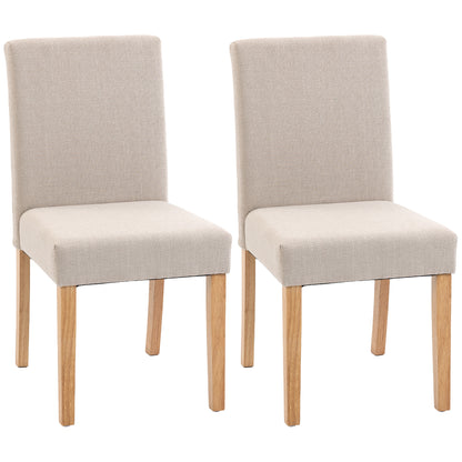2-Pack Cream Upholstered Dining Chairs — Padded Seat & Back, Rubberwood Legs, Easy Assembly