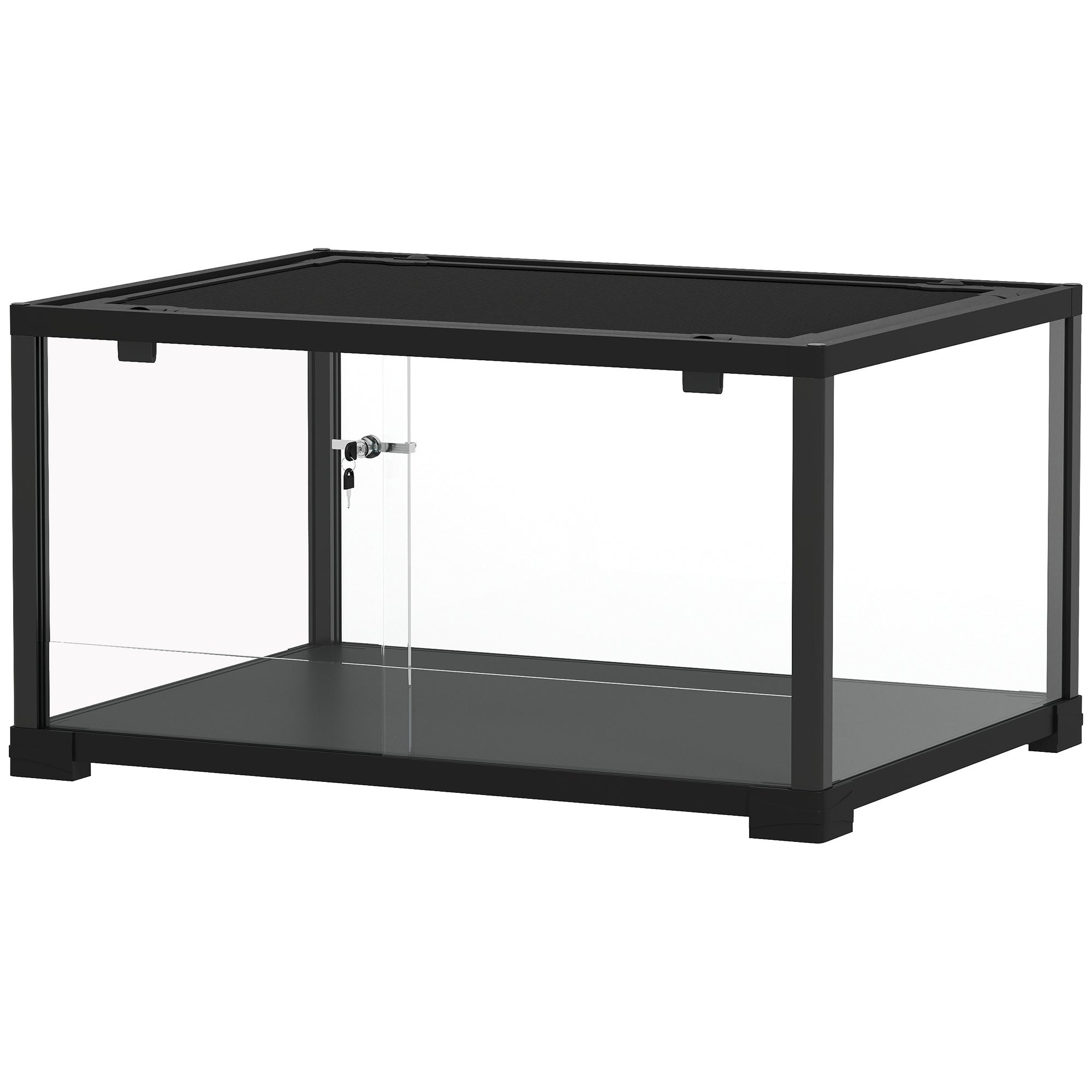 Glass Reptile Terrarium, Escape-Proof Sliding Door with Dual Lock, Black – 60 x 45 x 32 cm (86.3 L)