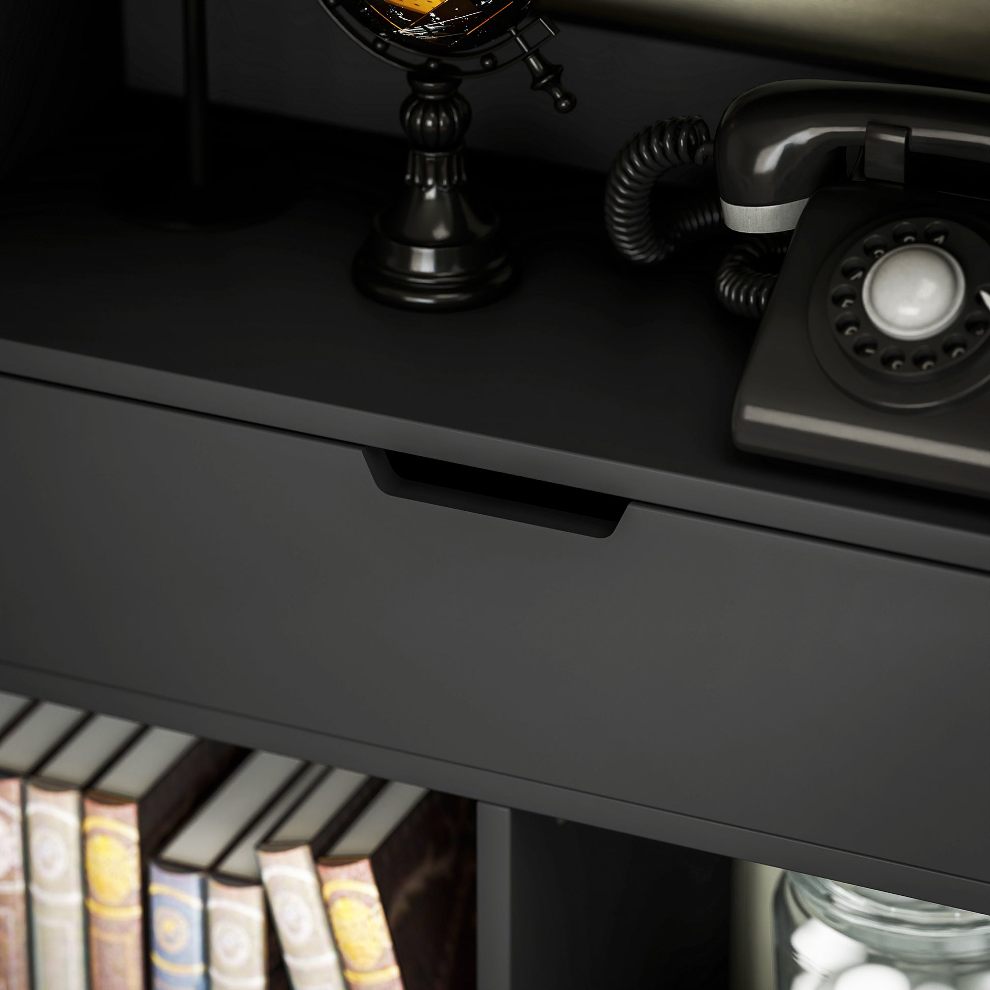 Bookshelf with Drawer and 9 Storage Compartments Bookshelf Shelving Unit for Living Room Office Study 60x26x158 cm Black