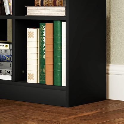 Bookshelf with Drawer and 9 Storage Compartments Bookshelf Shelving Unit for Living Room Office Study 60x26x158 cm Black