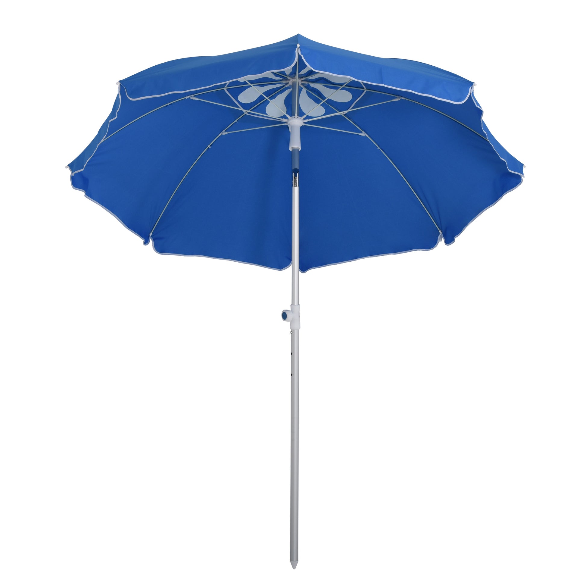Beach Parasol Octagonal Tilting Ø 180 cm High-Density Polyester Fabric Anti-UV Adjustable Height Aluminum Pole Included Carrying Bag Blue