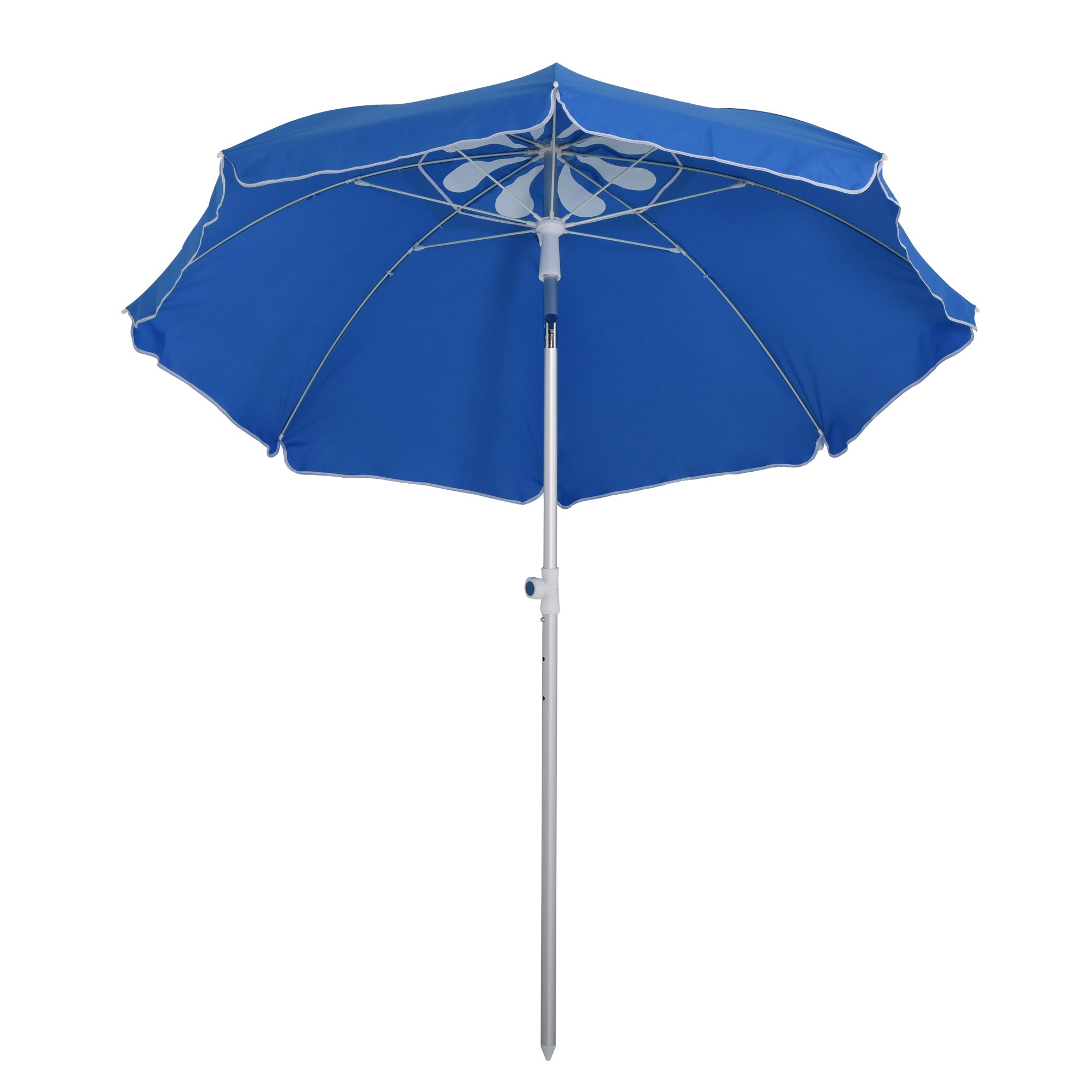 Beach Parasol Octagonal Tilting Ø 180 cm High-Density Polyester Fabric Anti-UV Adjustable Height Aluminum Pole Included Carrying Bag Blue