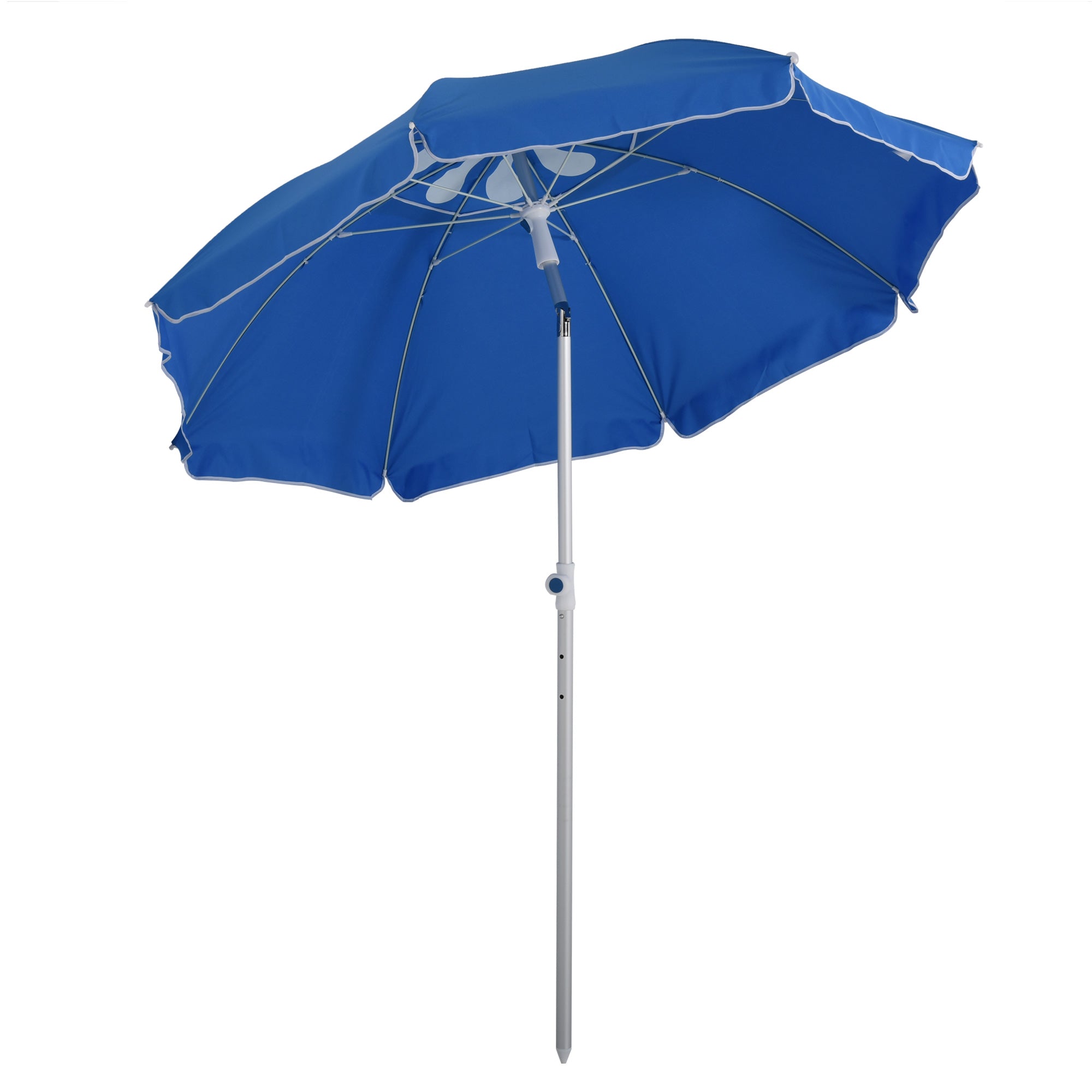 Beach Parasol Octagonal Tilting Ø 180 cm High-Density Polyester Fabric Anti-UV Adjustable Height Aluminum Pole Included Carrying Bag Blue