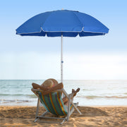 Beach Parasol Octagonal Tilting Ø 180 cm High-Density Polyester Fabric Anti-UV Adjustable Height Aluminum Pole Included Carrying Bag Blue