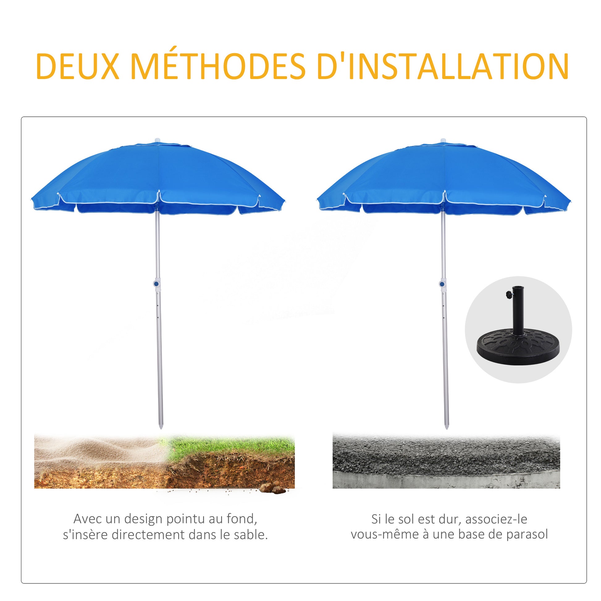 Beach Parasol Octagonal Tilting Ø 180 cm High-Density Polyester Fabric Anti-UV Adjustable Height Aluminum Pole Included Carrying Bag Blue