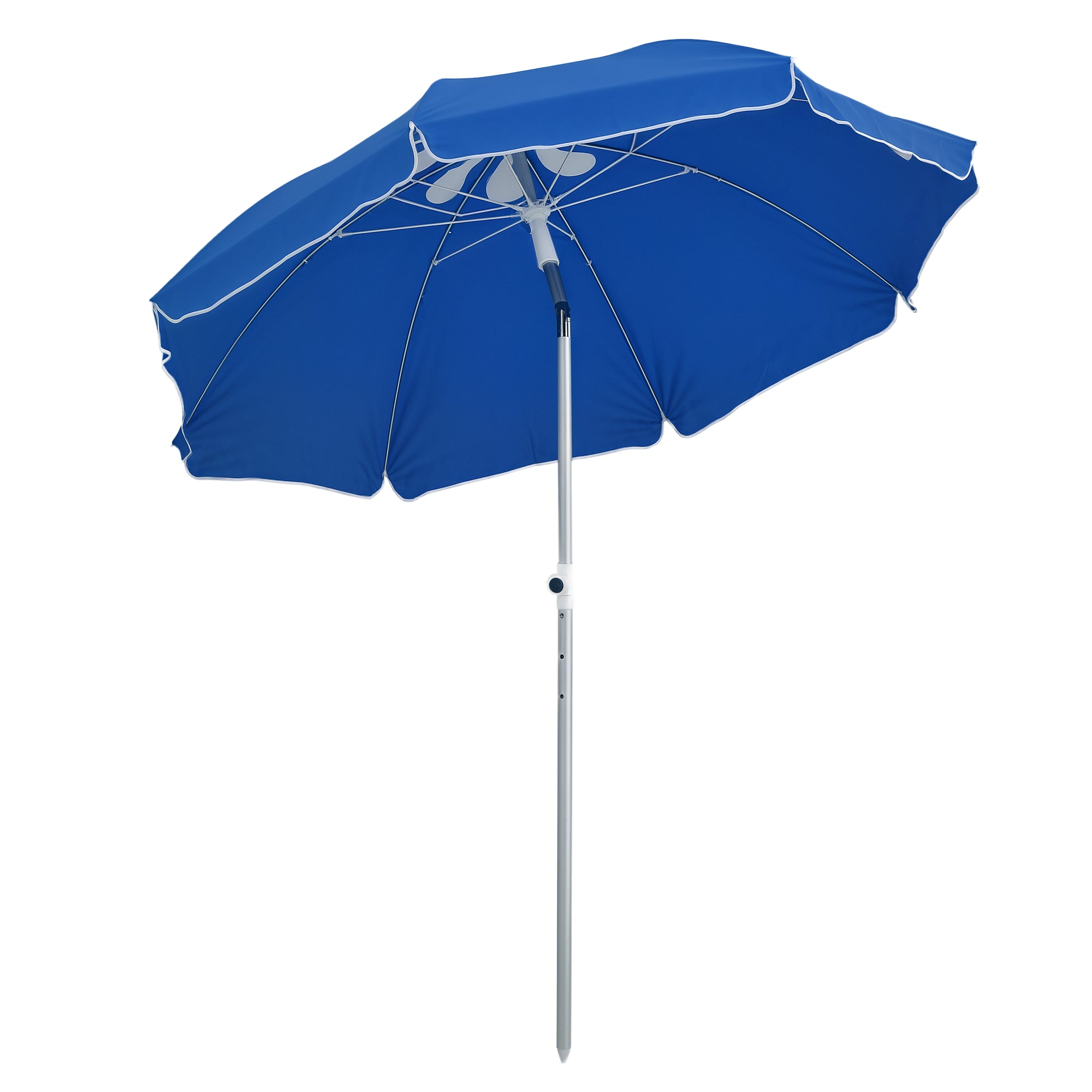 Beach Parasol Octagonal Tilting Ø 180 cm High-Density Polyester Fabric Anti-UV Adjustable Height Aluminum Pole Included Carrying Bag Blue