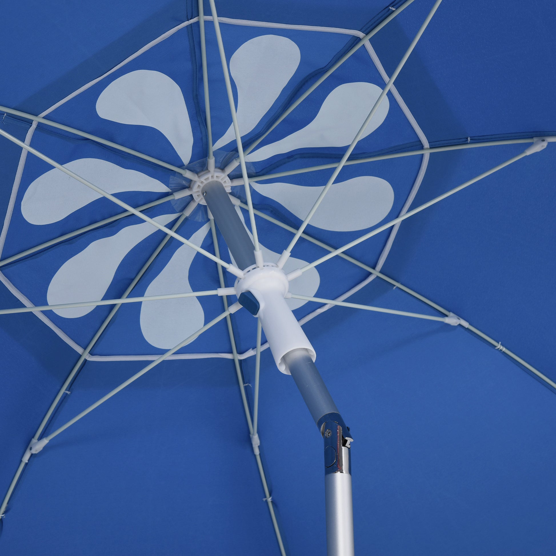 Beach Parasol Octagonal Tilting Ø 180 cm High-Density Polyester Fabric Anti-UV Adjustable Height Aluminum Pole Included Carrying Bag Blue