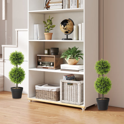 Set of 2 Decorative Artificial Plants, 60 cm Potted Boxwood Topiary Balls, Faux Greenery for Indoor & Outdoor Décor
