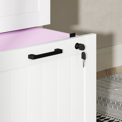 Office Drawer File Cabinet with 3 Drawers Desk Drawer with Locks Hanging Folders for A4 and Letter 40x40x101cm White