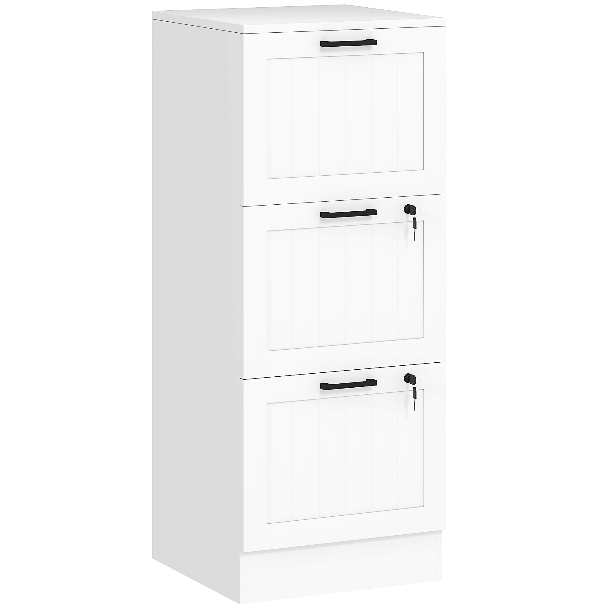 Office Drawer File Cabinet with 3 Drawers Desk Drawer with Locks Hanging Folders for A4 and Letter 40x40x101cm White