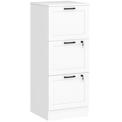 Office Drawer File Cabinet with 3 Drawers Desk Drawer with Locks Hanging Folders for A4 and Letter 40x40x101cm White