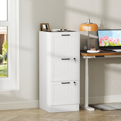 Office Drawer File Cabinet with 3 Drawers Desk Drawer with Locks Hanging Folders for A4 and Letter 40x40x101cm White