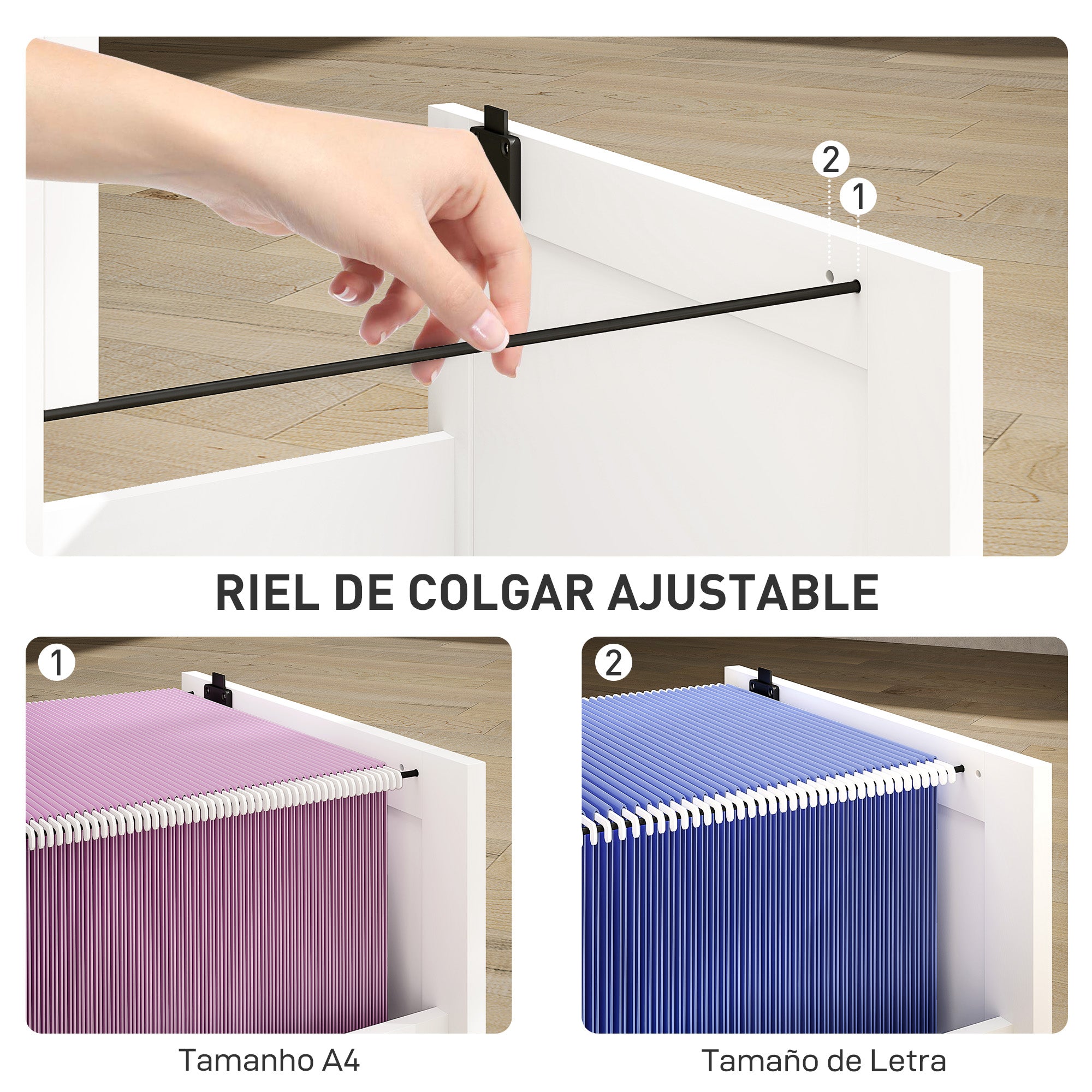 Office Drawer File Cabinet with 3 Drawers Desk Drawer with Locks Hanging Folders for A4 and Letter 40x40x101cm White