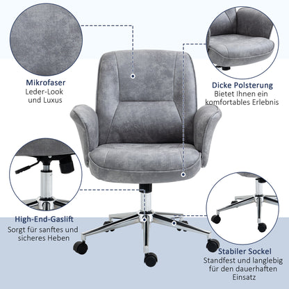 Office Chair with Tilt Function Desk Chair Height Adjustable Swivel Chair Ergonomic Work Chair Modern Supports up to 120 kg Microfiber Light Gray 67 x 69 x 92-102 cm