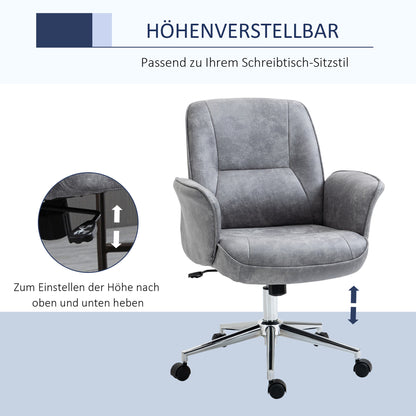 Office Chair with Tilt Function Desk Chair Height Adjustable Swivel Chair Ergonomic Work Chair Modern Supports up to 120 kg Microfiber Light Gray 67 x 69 x 92-102 cm