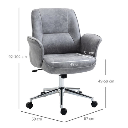 Office Chair with Tilt Function Desk Chair Height Adjustable Swivel Chair Ergonomic Work Chair Modern Supports up to 120 kg Microfiber Light Gray 67 x 69 x 92-102 cm