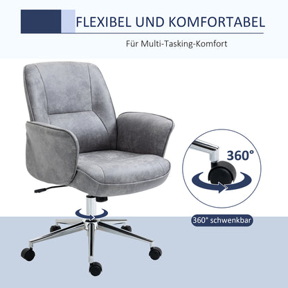 Office Chair with Tilt Function Desk Chair Height Adjustable Swivel Chair Ergonomic Work Chair Modern Supports up to 120 kg Microfiber Light Gray 67 x 69 x 92-102 cm