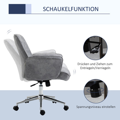 Office Chair with Tilt Function Desk Chair Height Adjustable Swivel Chair Ergonomic Work Chair Modern Supports up to 120 kg Microfiber Light Gray 67 x 69 x 92-102 cm