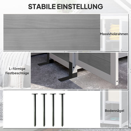 2 in 1 Garden Cabinet Wood, Tool Shed with Storage Cabinet Lockable Door Pent Roof Shelf 89x51x182cm, Weatherproof Tool Cabinet, Tool Shed for Garden, Patio, Light Gray