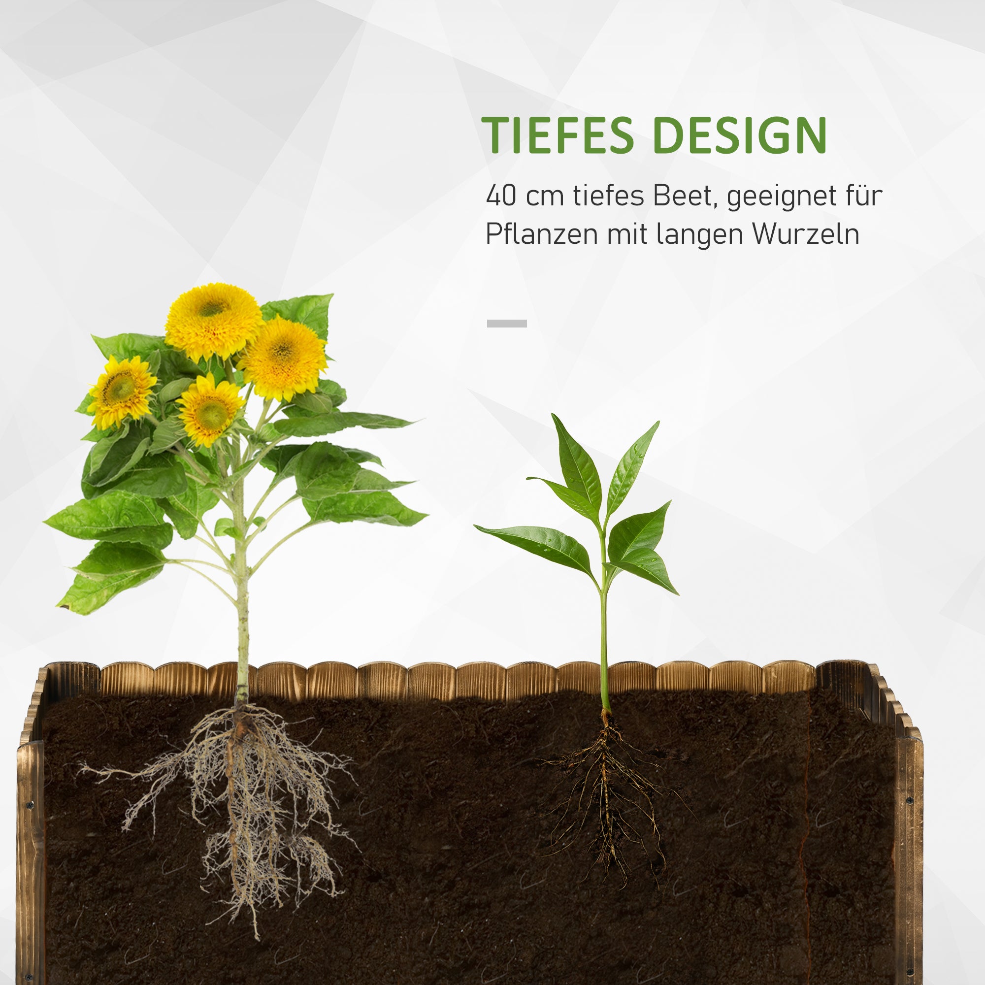 Raised Garden Bed Planter Box Herb Flower Vegetable Plant Flower Box Pine Wood 120 x 40 x 40 cm