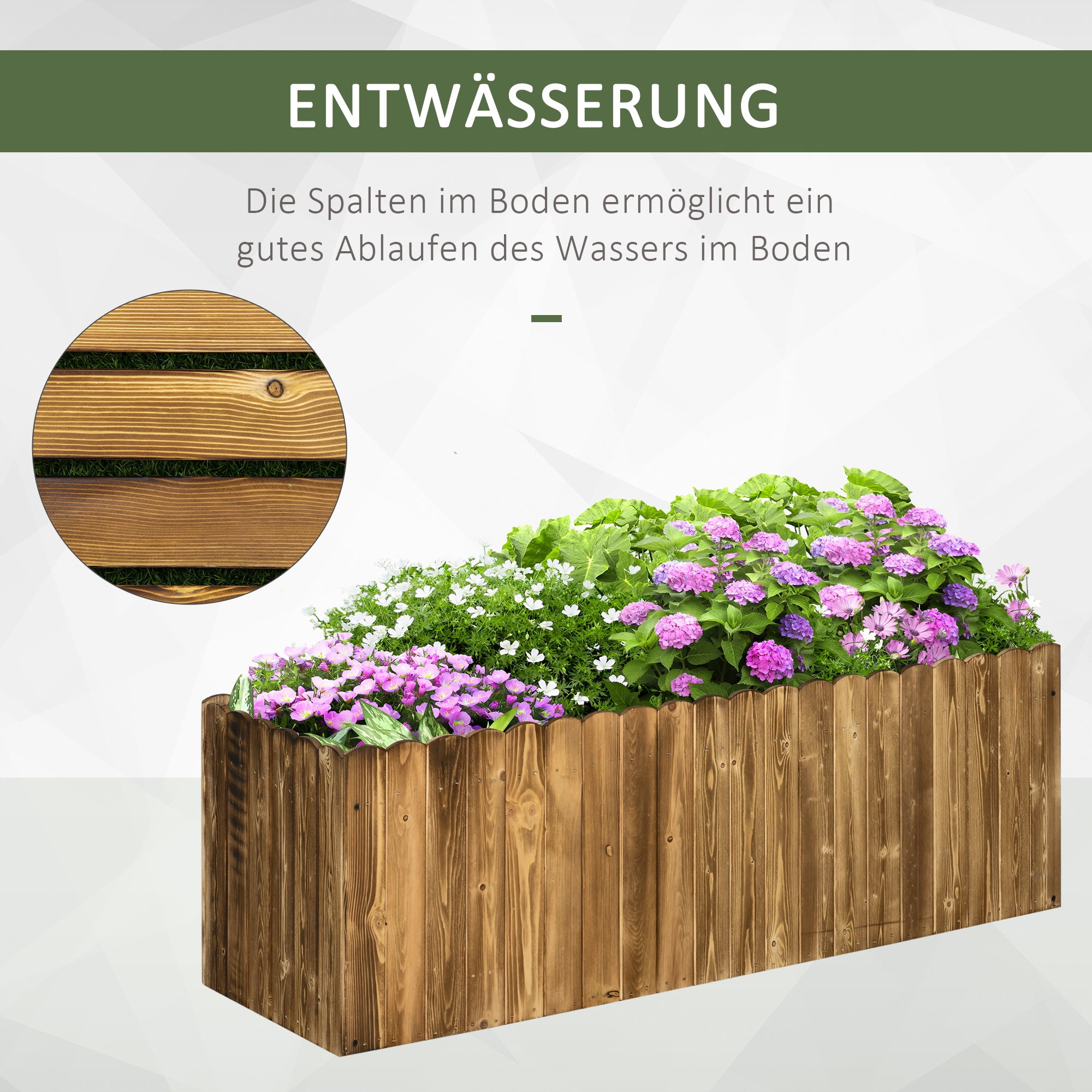 Raised Garden Bed Planter Box Herb Flower Vegetable Plant Flower Box Pine Wood 120 x 40 x 40 cm