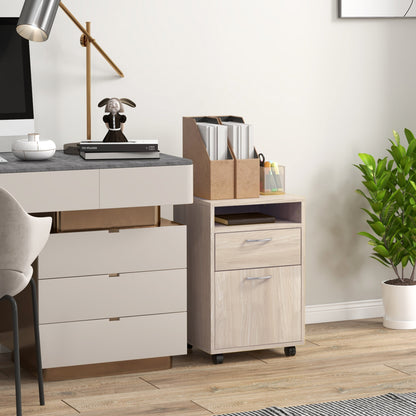 Office Cabinet Office Storage on Wheels Drawer Cupboard Shelf Particle Board Oak