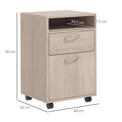 Office Cabinet Office Storage on Wheels Drawer Cupboard Shelf Particle Board Oak