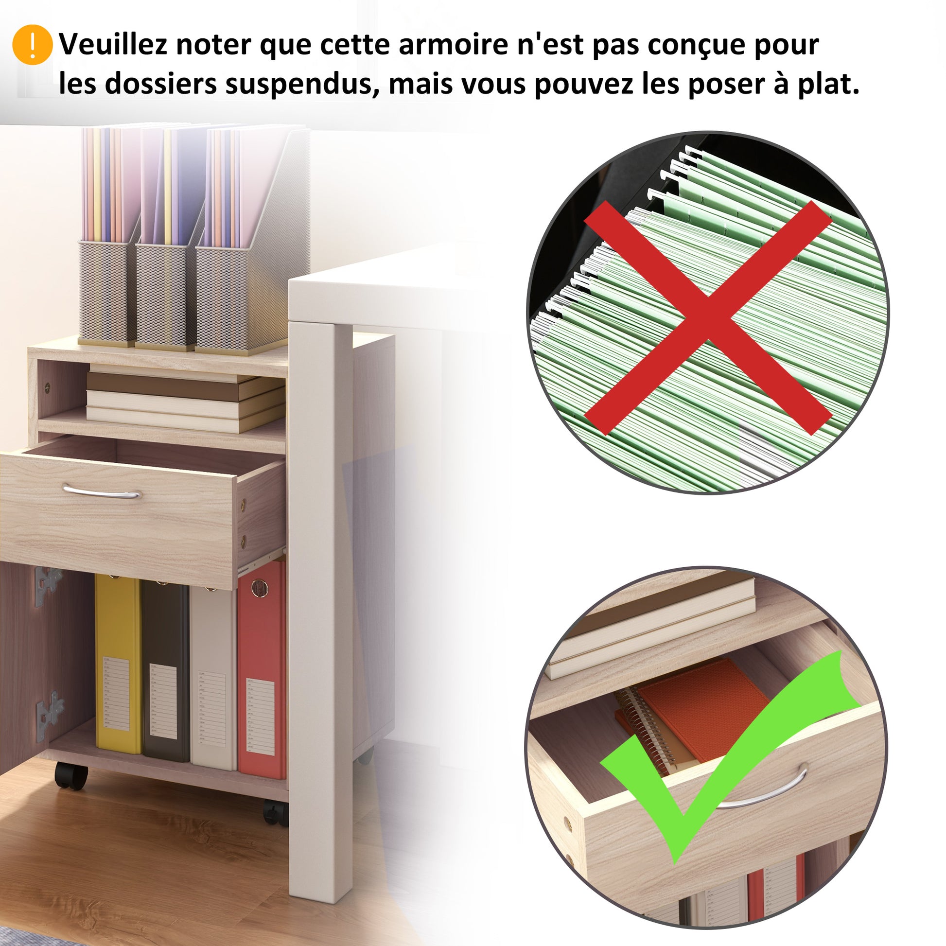 Office Cabinet Office Storage on Wheels Drawer Cupboard Shelf Particle Board Oak