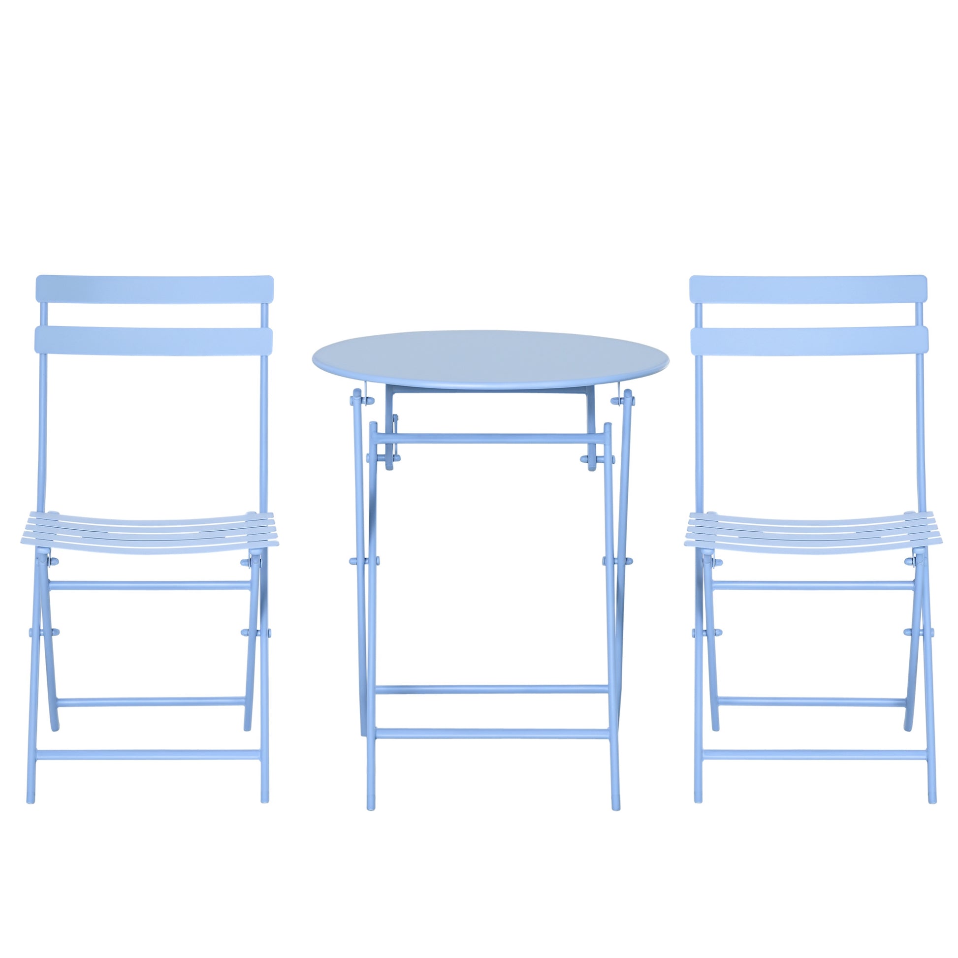 3-piece Garden Set Bistro Table with 2 Chairs for Yard Garden Foldable Light Blue