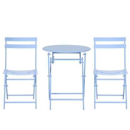 3-piece Garden Set Bistro Table with 2 Chairs for Yard Garden Foldable Light Blue