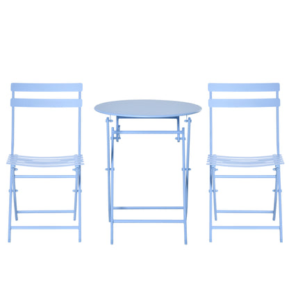 3-piece Garden Set Bistro Table with 2 Chairs for Yard Garden Foldable Light Blue