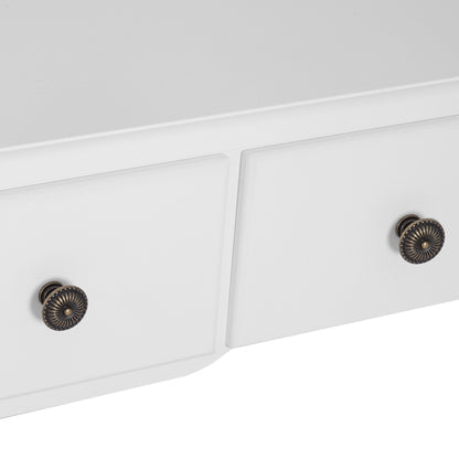 Vanity Set with Stool and Mirror Makeup Dressing Table 5 Drawers White Black MDF Table (White)